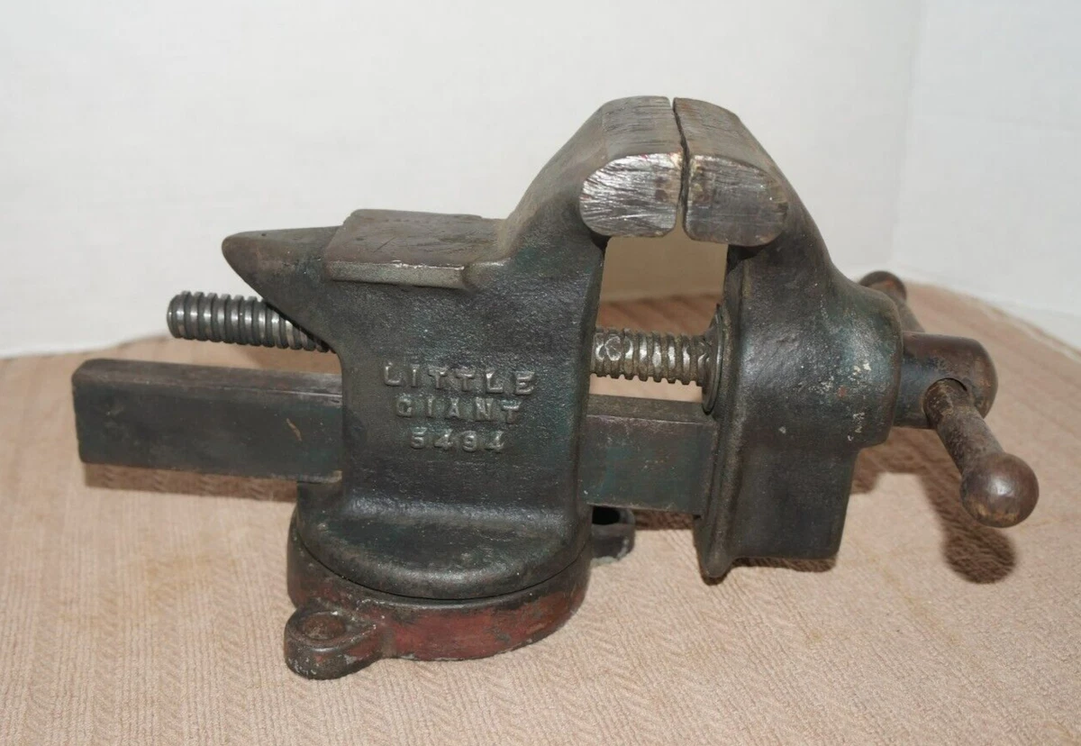 Vintage Little Giant 5494 Bench Vise w Swivel Base USA 3