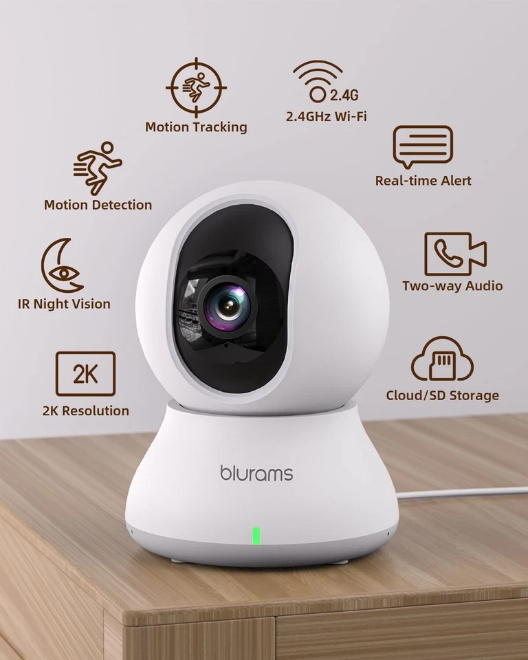 Blurams 2K Indoor Pet Camera WiFi Baby Monitor CCTV Night Vision 2.4Ghz Only - Image 2 of 4