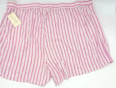 Universal Thread Women's Size 2XL Pink And White Striped Pull On Linen Shorts