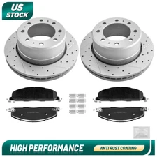 For Dodge Ram 2500 3500 2009-2018 Rear Drilled Slotted Rotors+Ceramic Brake Pads