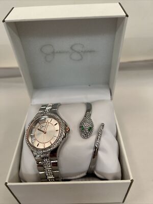 Jessica Simpson Watch/Snake Bangle Jessica Simpson Ladies 34mm Gold Tone Crystal Accent Mother  main image 2