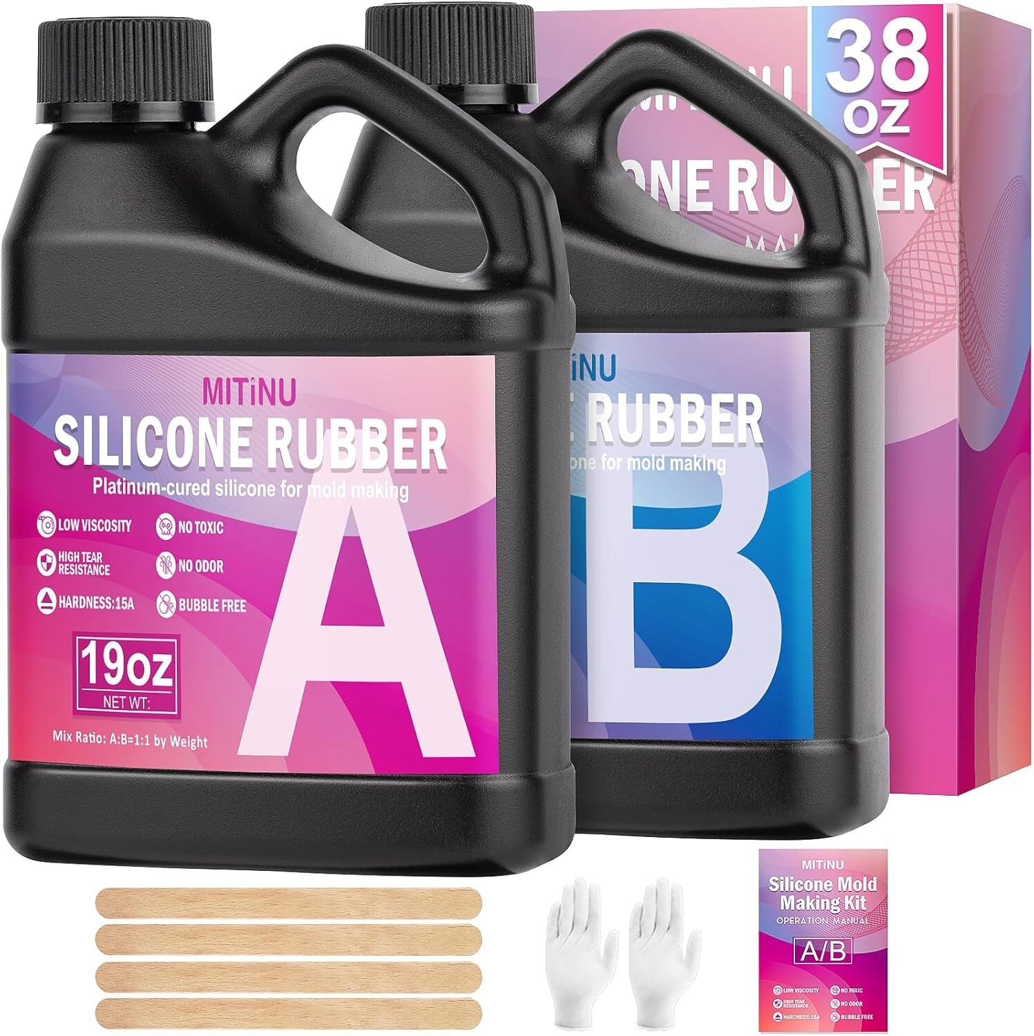 Silicone Mold Making Kit for Bubble-Free Casting with Super Elastic Rubber Liquid