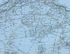 1875 MAP WEST AFRICA SAHARA ALGERIA MOROCCO GUINEA CANARY ISLANDS TRIPOLI