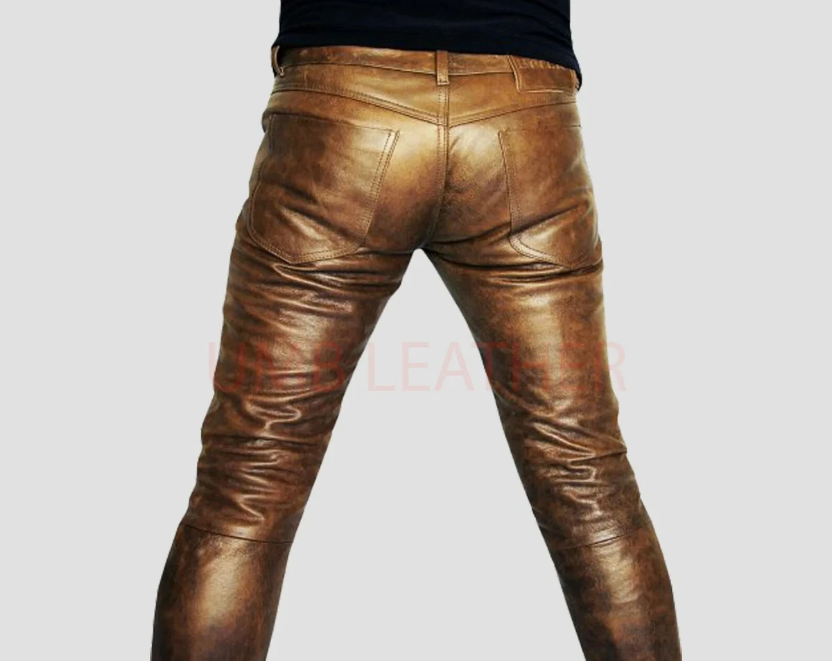Mens leather deals pants ebay