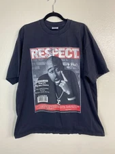 Vintage Pro Club Topac Respect Black Thug Life T-Shirt size 2XL Hip Hop Made USA