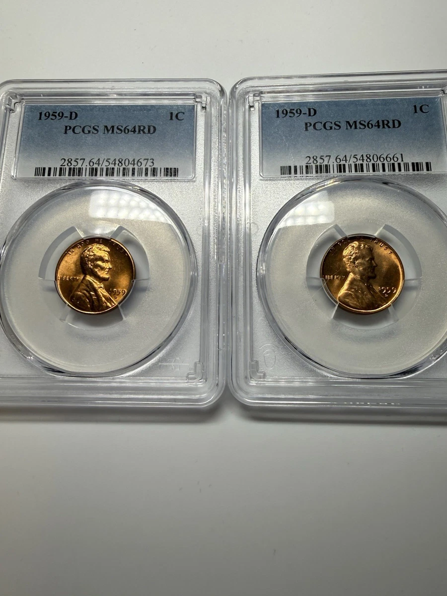 【TKs様ご依頼】PCGS MS64RB 1959 ナイジェリア 1ペ 1D MS 64 Graded 1959 Lincoln Memorial Small Cents (1959-2008) for