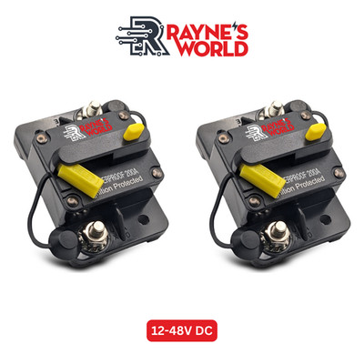 2 PACK 200 Amp Waterproof Yellow Circuit Breaker Auto/Marine/Solar 12-48V DC