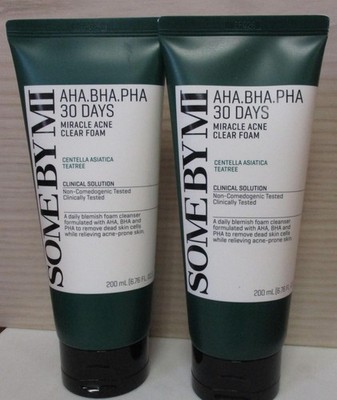 SOME BY MI AHA BHA PHA 30 Days Miracle Acne Clear Foam 6.76 oz 2 Pack EXP 6/27