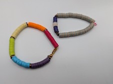 2pc Heishi Bead Bracelet Set Colorful Stackable Fashion Jewelry Summer Beach