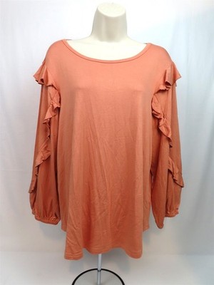 Cupio Womens Ladies Blouse Shirt Top XL X-Large August Fashion Ruffled Sleeves