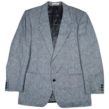 Vintage Yves Saint Laurent MCM Tweed Sport Coat Blazer Jacket Mens 42R Navy Blue