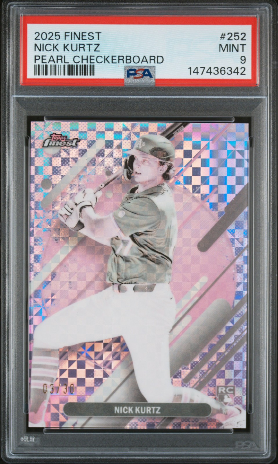 2025 TOPPS FINEST PEARL CHECKERBOARD #252 NICK KURTZ 3/30 PSA 9