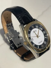 CROTON 18KT GOLD CROWN & BEZEL SAPPHIRE CRYSTAL Watch NEW RENATA BATTERY