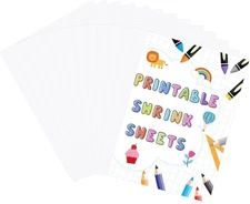 Benvo 12 Sheets Printable Shrink Film 12 Pcs A4 Paper, White 