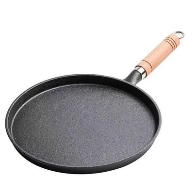 26cm Cast Iron Frying Pan Uncoated Non-stick Egg Pancake Pancrepe Maker Steak Fr