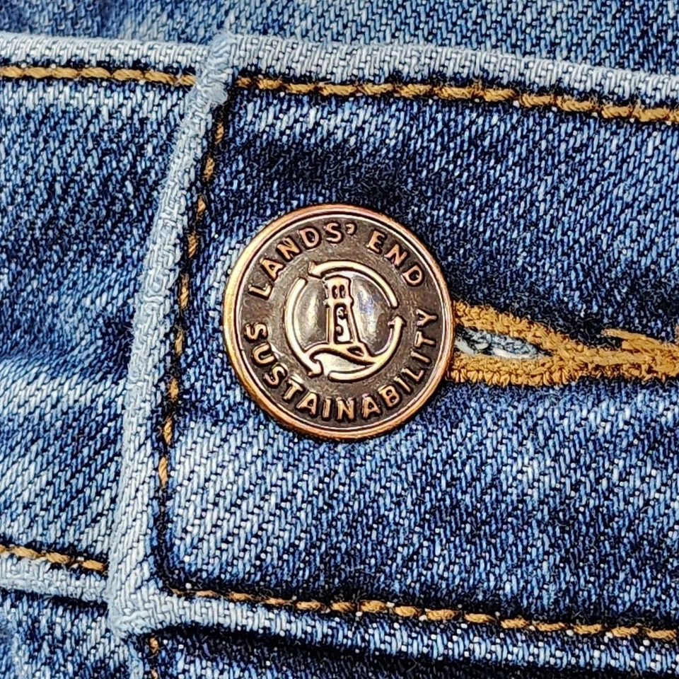 Pantalones de mezclilla Lands End para mujer 22W azul tiro alto pierna recta elásticos informales Foto 2 de 4