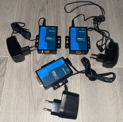 3 x Stück Moxa NPort 5110 V2.0 1P-232 Plug Device Server LAN Ethernet RS-232 Net