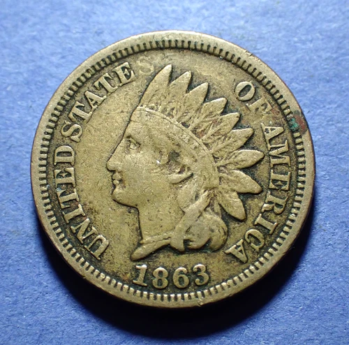 1863 Copper Nickel Indian Cent  Fine