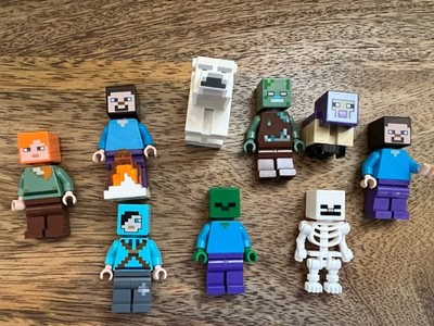 Minecraft Lego 9 Mini-figure Lot - Great Deal For moc 5 Figs, 1 Skelly, 2 Animal