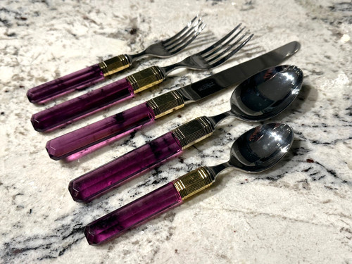 MIKASA Prisma Laslo 5-Piece Place Setting (1) Plum Resin & Gold Accents MIJ GUC