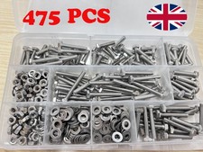 475 ASSORTED PIECE, M4 FULLY THREADED BOLTS NUTS WASHERS STAINLESS STEEL KIT UK