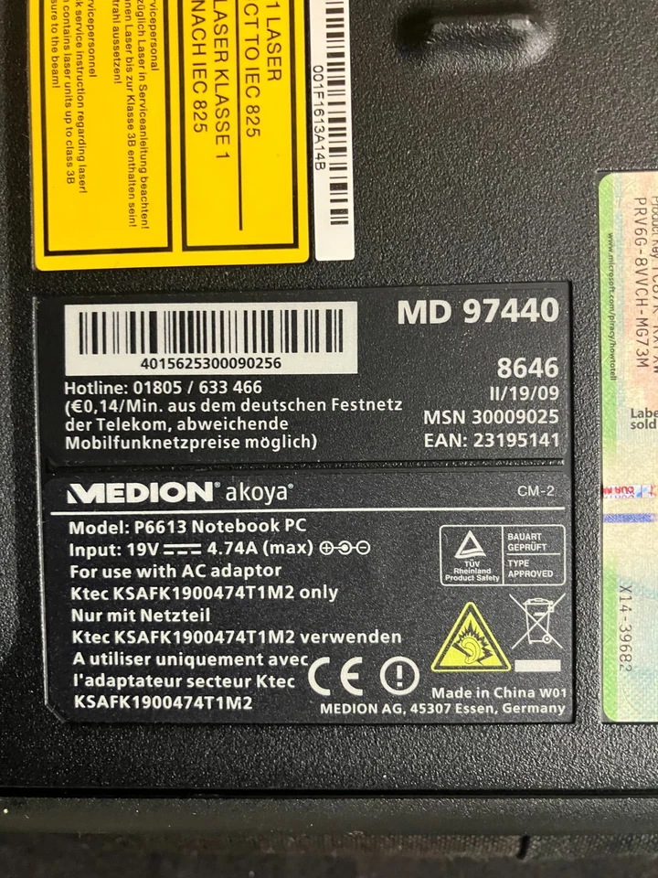 MEDION MD 97440 NOTEBOOK LAPTOP WINDOWS mit Tasche - Bild 2 von 4