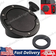 Gas Cap Cover Black Fuel Tank Door Fuel Filler Door for Jeep Wrangler JK 2007-18