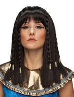 PerüCke ÄGyptische KöNigin Lang Schwarz Fasching Karneval KostüM Cleopatra Neu