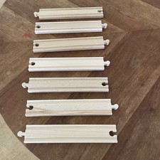 BRIO World 33341 - Long Straight Tracks - 7 Piece Wooden Train Tracks