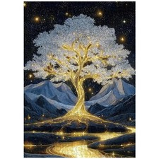 Golden Tree of Life Puzzles for Adults 1000 Pieces, Fantasy Glowing Tree Land...