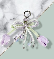 Purple Tulip Bow Keychain, Bag Charm - NEW