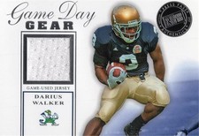 Darius Walker relic jersey patch football card 2007 Press Pass Game Day #GDGDW1