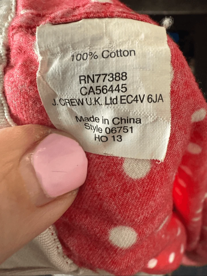 J.Crew Red White Polka Dot Cotton Pajama Pants Women’s XL - Image 4 of 4