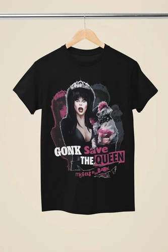 Elvira Gonk Save The Queen Punk Style Graphic Black T-Shirt - (MD189) - product listing photo