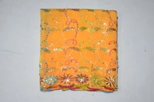 Traditional Antique Floral Dupatta Long Scarf Hand Emb Beaded Fabric Veil Stole