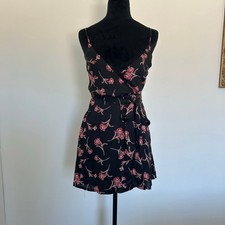Urban Outfitters Mini Floral Dress, Spaghetti Straps, Black,Sz XS