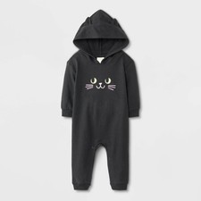 Cat Jack Baby Halloween Black Hooded Romper 3-6M