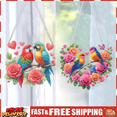 Acrylic Special Shape Parrot Flower Diamond Painting Ornaments for Wall Window S