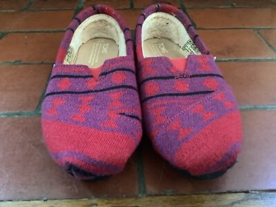 Womans TOMS Cozy Vegan Slip-On Flats Knit Alpargata Purple/Red US 7