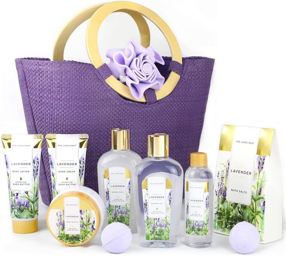 SPA DELUXE 10 Piezas Mujer Regalo Baño y Ducha Lavanda y Menta Set de Hogar Spa
