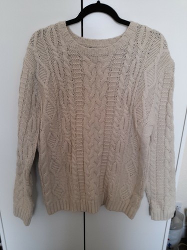 Men ASOS Cream Chunky Cable Knit Jumper 