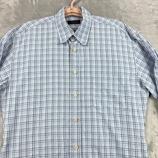 Canali Dress Shirt Mens No Size Tag L Blue Black Checked Pattern Button Up