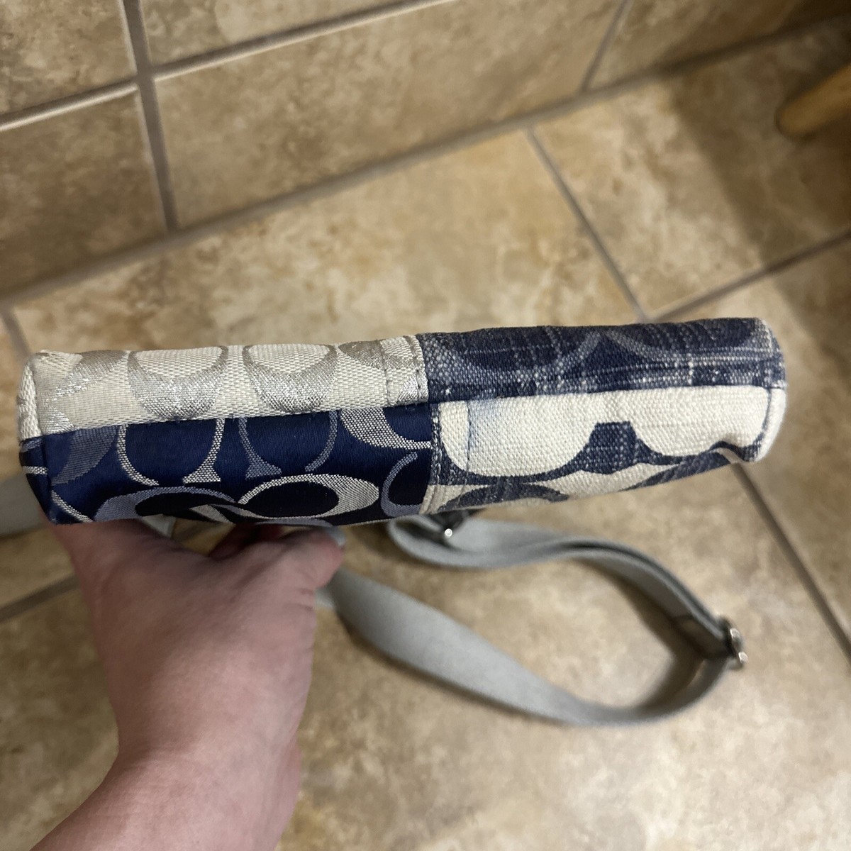 Coach Poppy Signature Denim Patchwork Leather Crossbody Shoulder