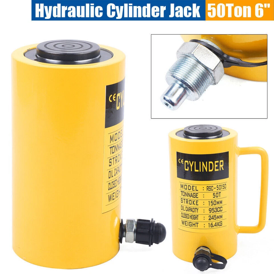50 Ton Hydraulic Cylinder Jack Solid Ram 150mm/6 inch Stroke Single Acting New - Image 2 of 4