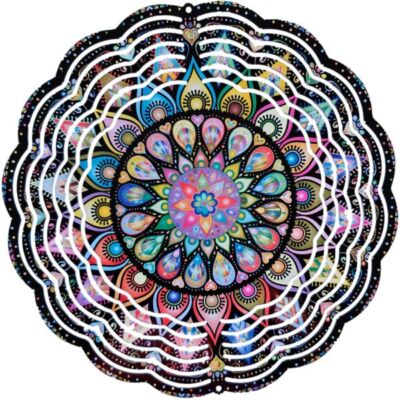Edelstahl 3D Windspiel Windspinner 20cm Mandala 1 WI392