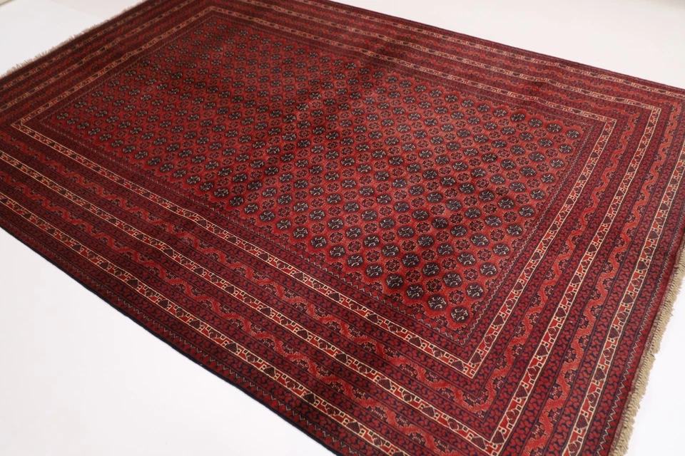 7 x 10 ft Bokhara Red Area Rug Afghan Hand Knotted Bedroom Rug living Room Rug - Image 3 of 4