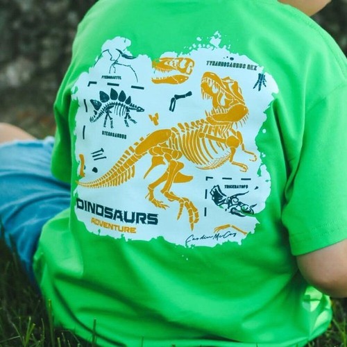 Cardin McCoy green tshirt (Size L) Dinosaurs - Adventure - Fossils