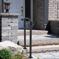 Black Steel Outdoor Rails  for 1-2 Steps Stair Railing Outdoor Garden Porch Post