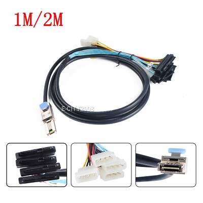 External Mini SAS SFF-8088 26pin to 4x SFF-8482 29pin with 4Pin IDE Power Cable