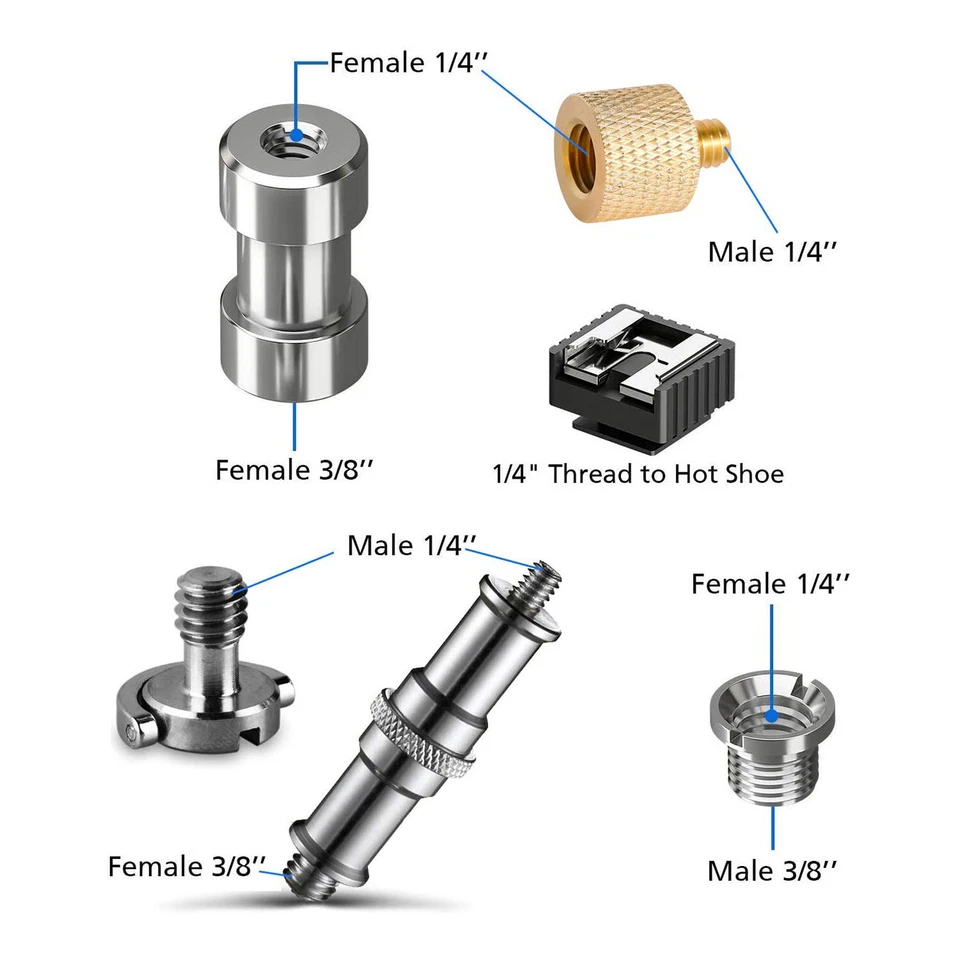 26PCS 1/4" 3/8" Camera Tripod Converter Threaded Screws Mount Flash Adapter Set - Image 2 of 4